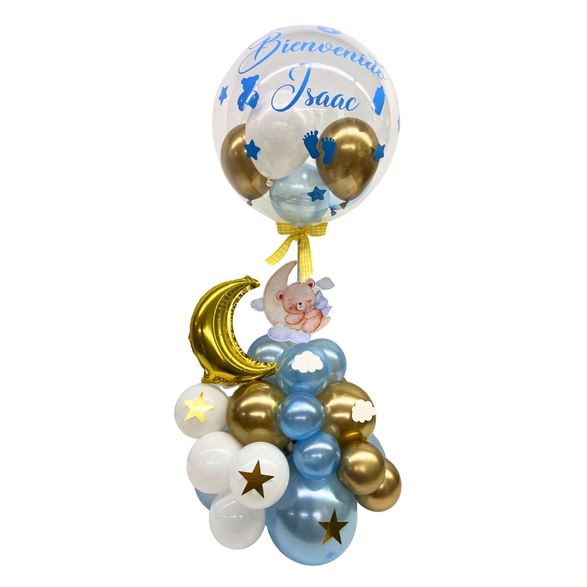 centro de mesa burbuja bebe nubes