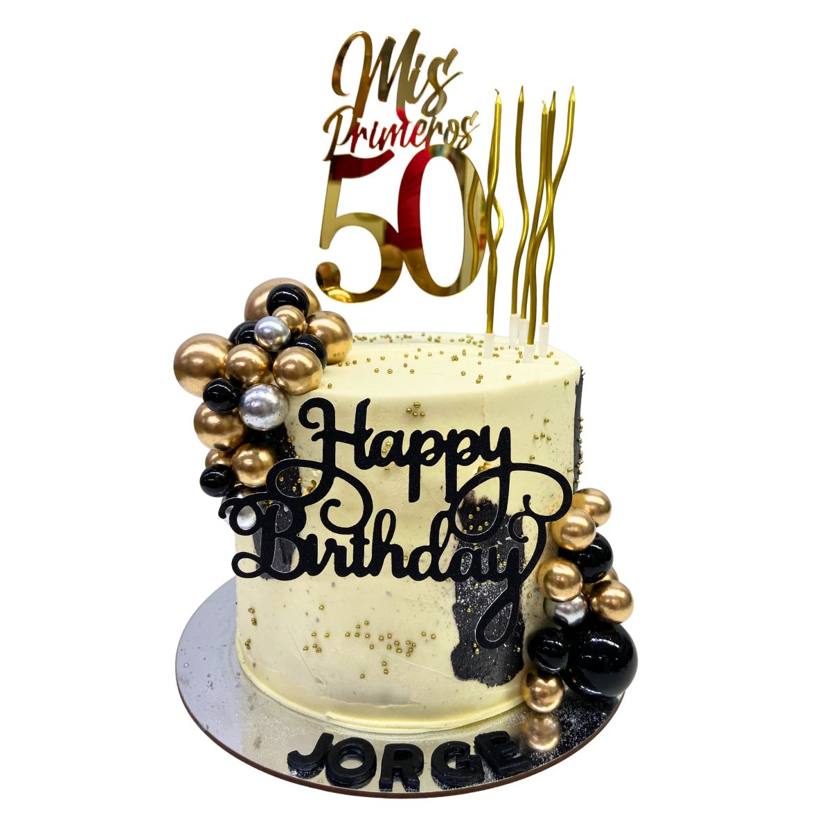 torta 50 negro dorado