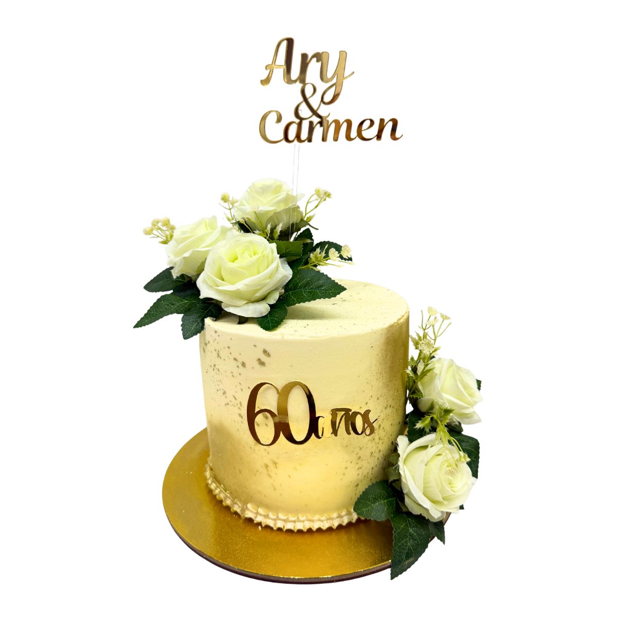 torta aniversario rosas topper