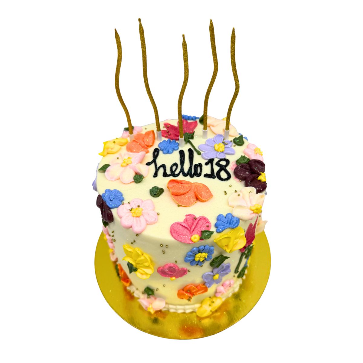 torta floral hello velas