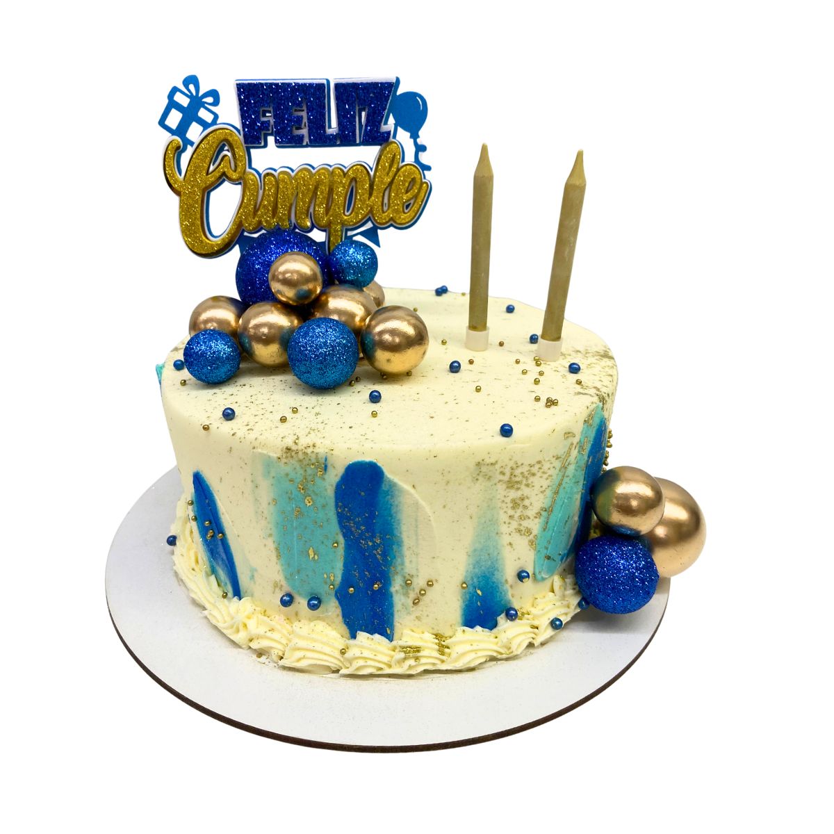 torta lineas azul dorado