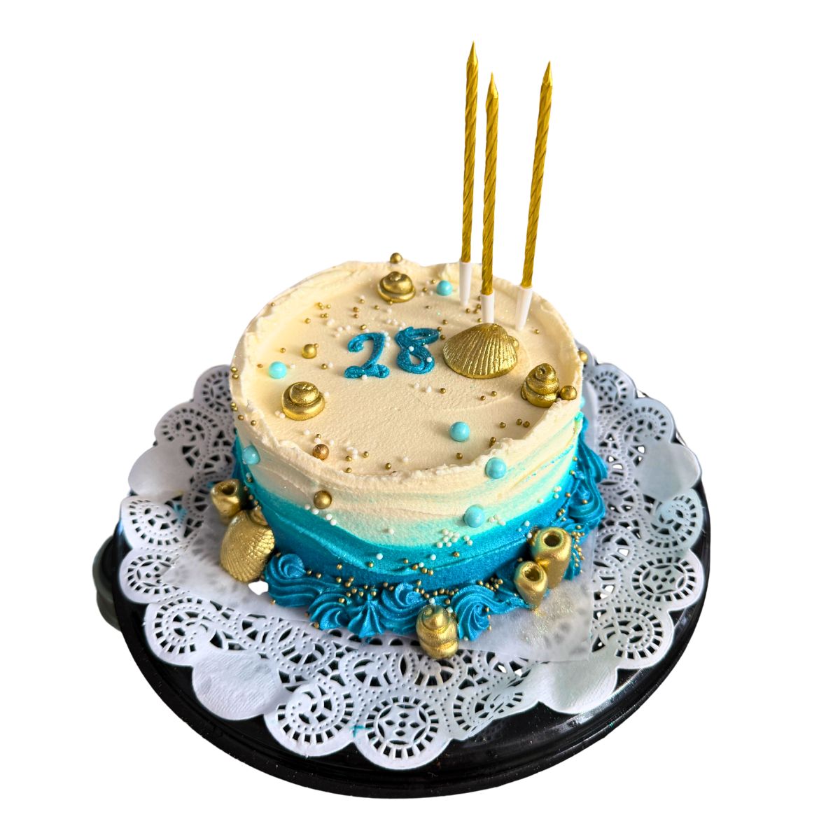 torta mar pequeña velas