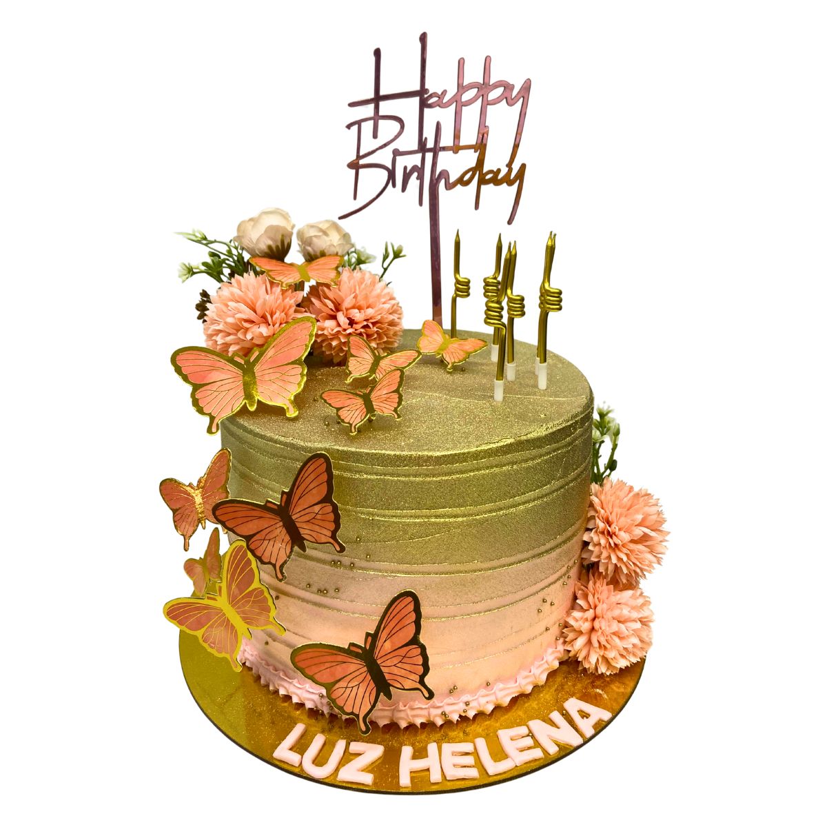 torta mariposas coral