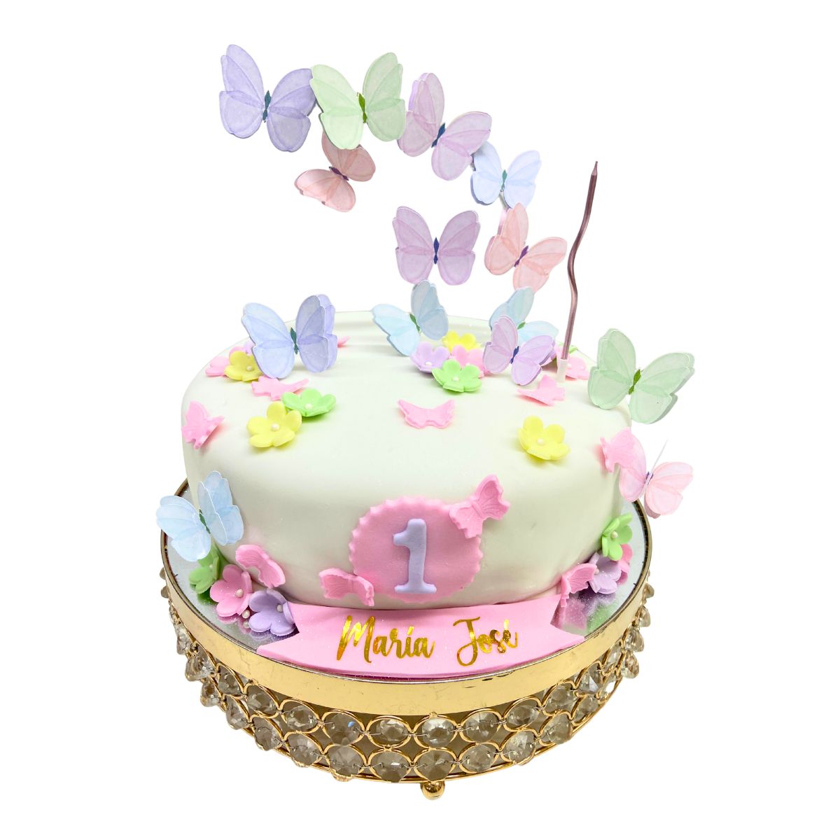 torta mariposas pastel flores