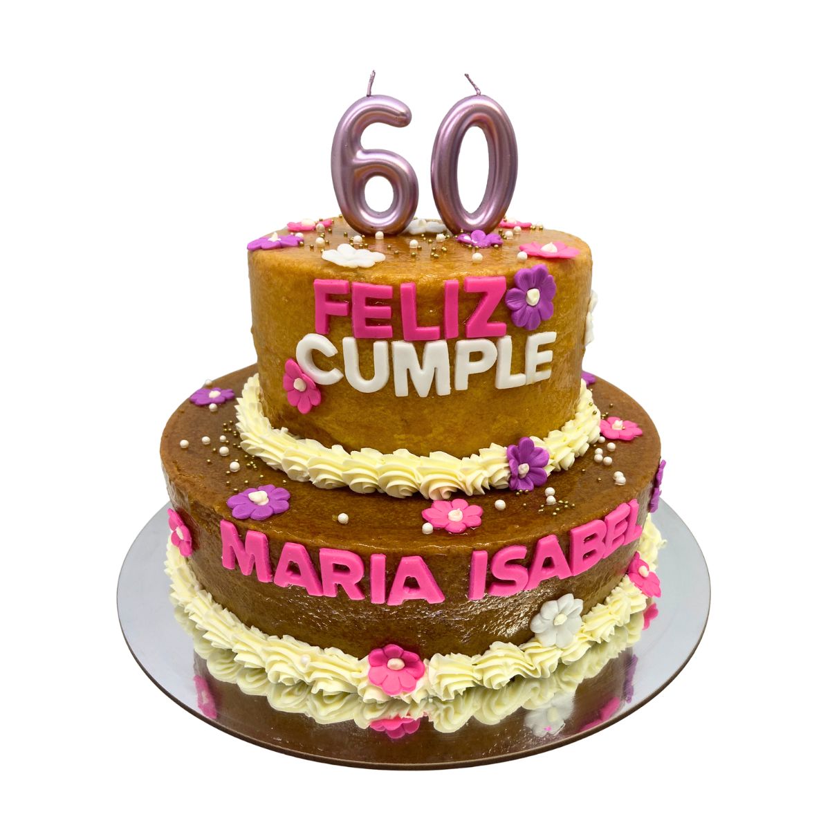 torta sin past dos pisos velas sencilla