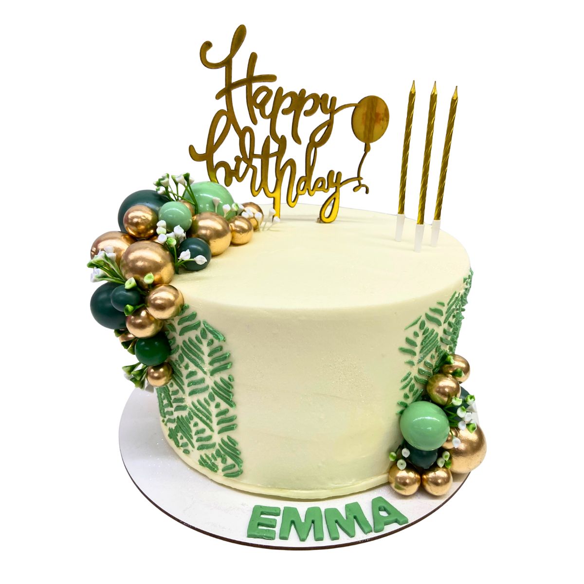 torta verde dorado bolitas