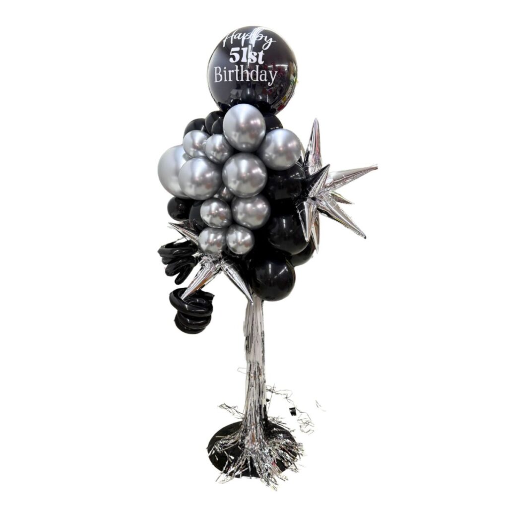 adorno de globos fantasia negro plateado