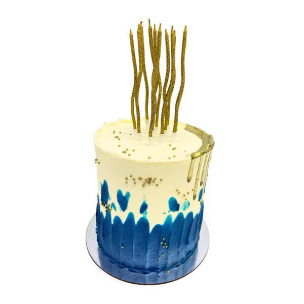 torta azul velas doradas