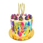 torta lineas multicolor velas topper