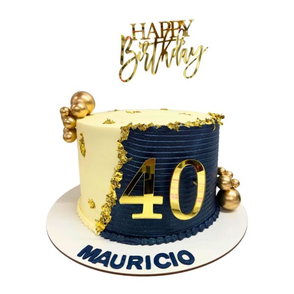 torta navy gold topper