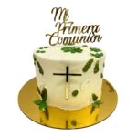 torta primera comunion cruz hojas