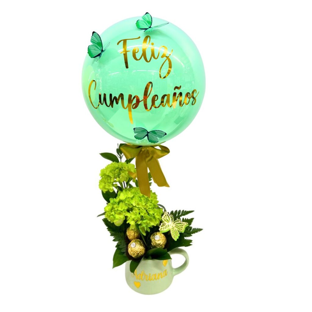 arreglo floral mug pers verde cumple