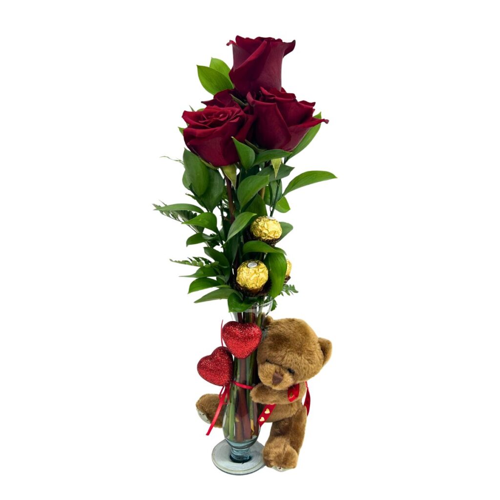 arreglo floral solitario peluche