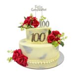 torta 100 rojo plateado
