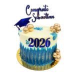 torta congrats azul dorado