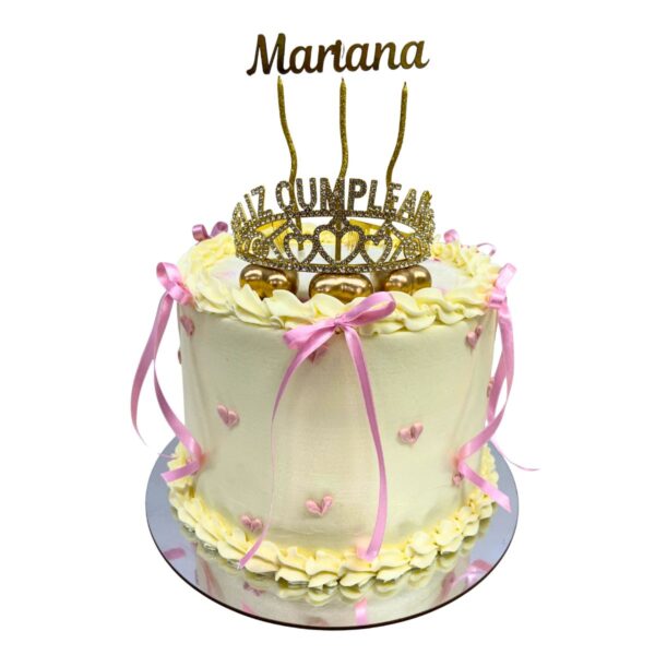 torta corona moños topper