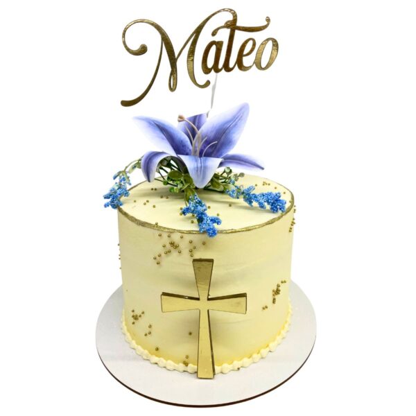 torta cruz flor azul