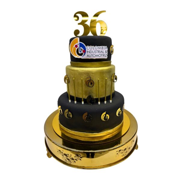 torta empresarial dorado negro colombia automotriz