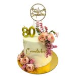 torta flores jardin toppers velas
