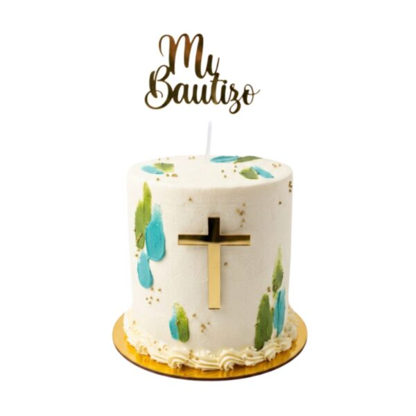 torta mi bautizo cruz lineas