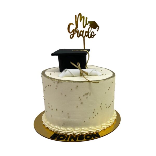 torta mi grado perlas doradas birrete