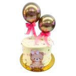 torta osita globos bebe rosado