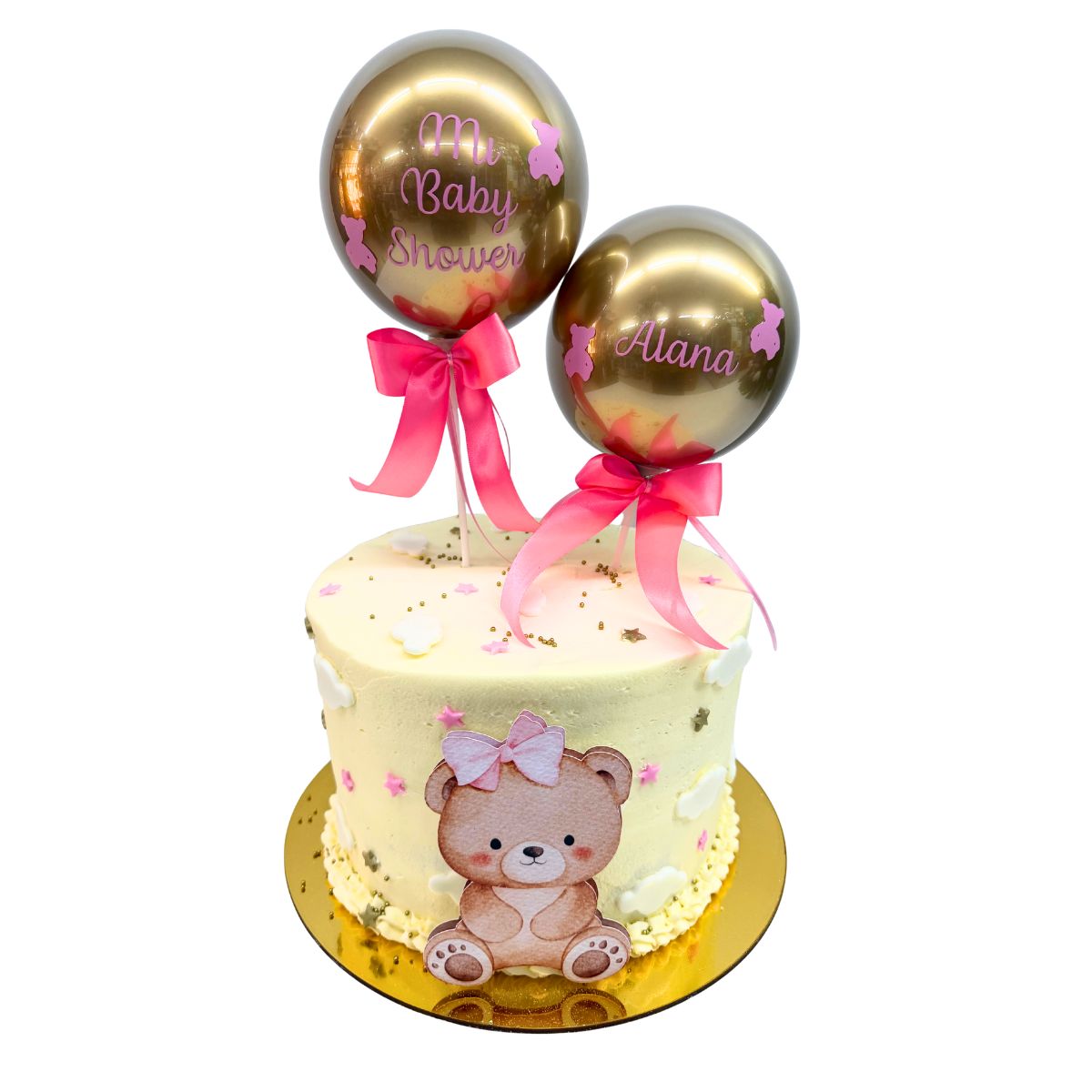 torta osita globos bebe rosado torta osita globos bebe rosado