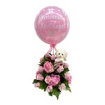 arreglo floral bebe oso oracion burbuja