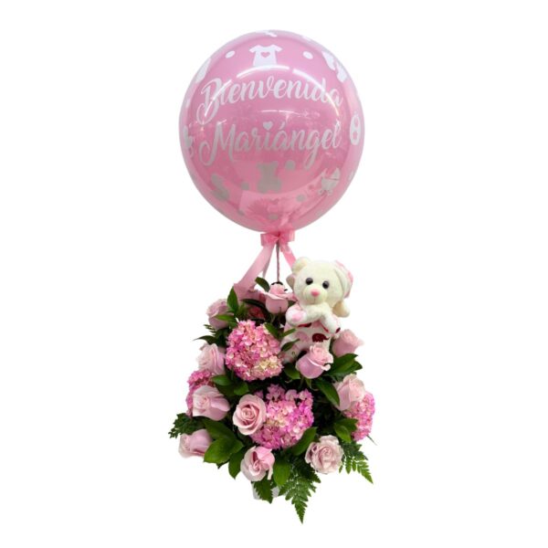 arreglo floral bebe oso oracion burbuja